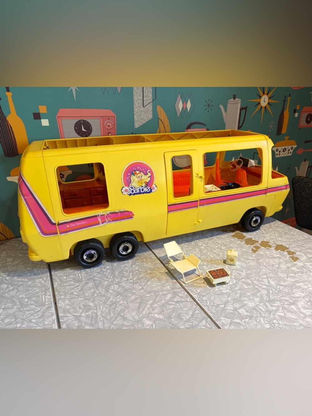 1976 Barbie Star GMC Motorhome RV with accessories see description